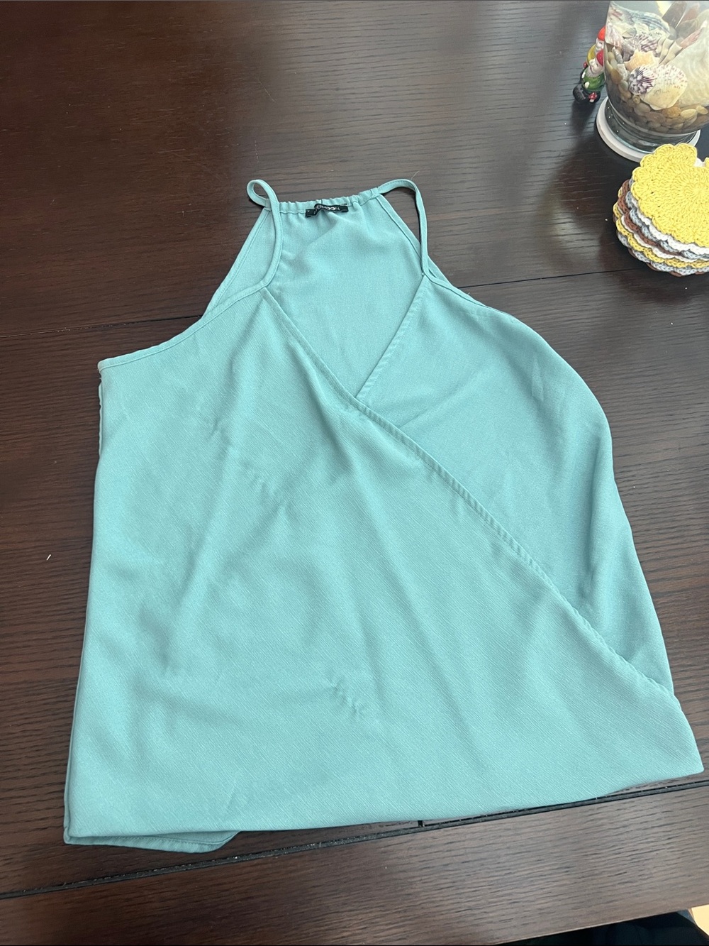 Papermoon Teal Halter Wrap-Front Camisole